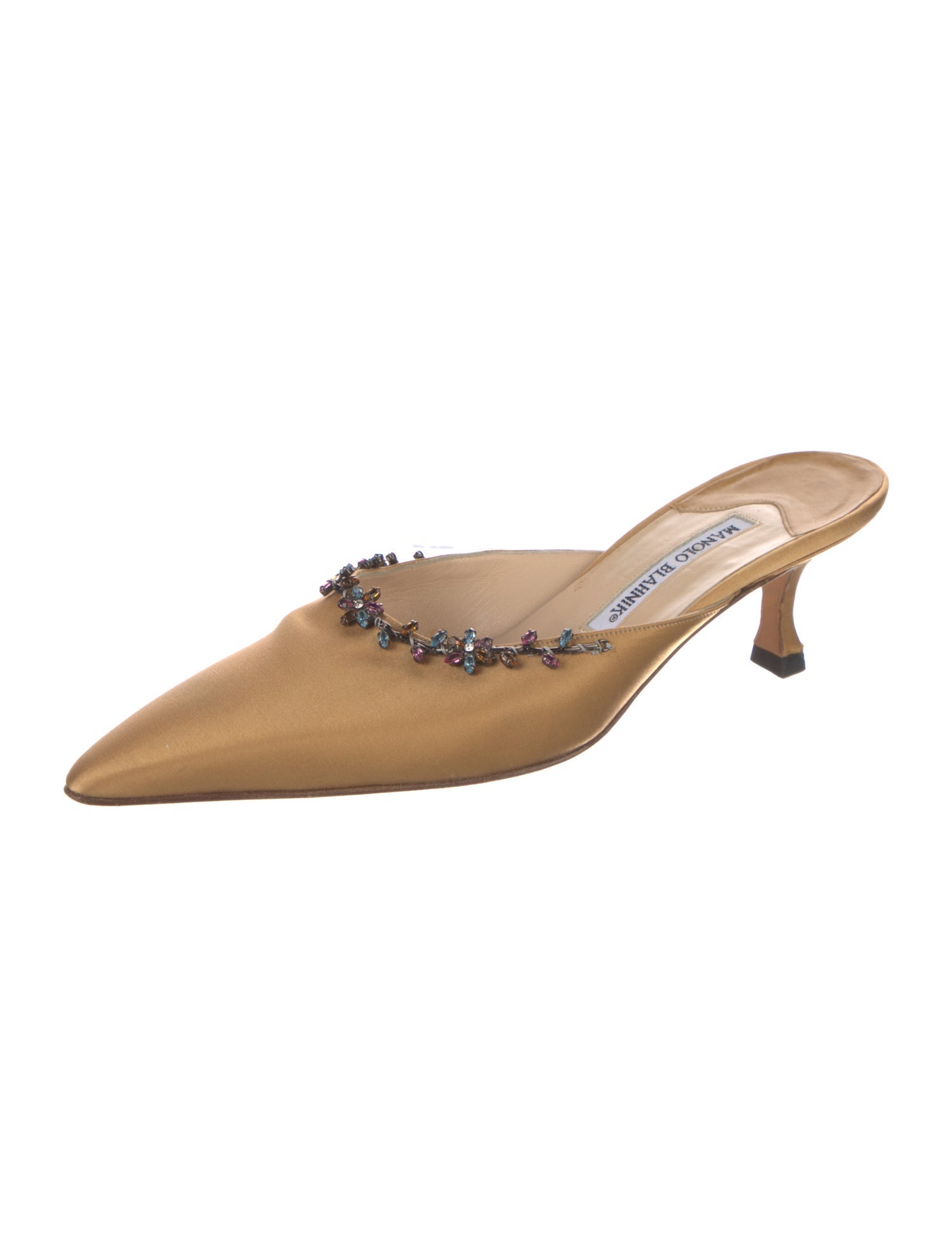 Manolo Blahnik Leather Bow Accents Mules