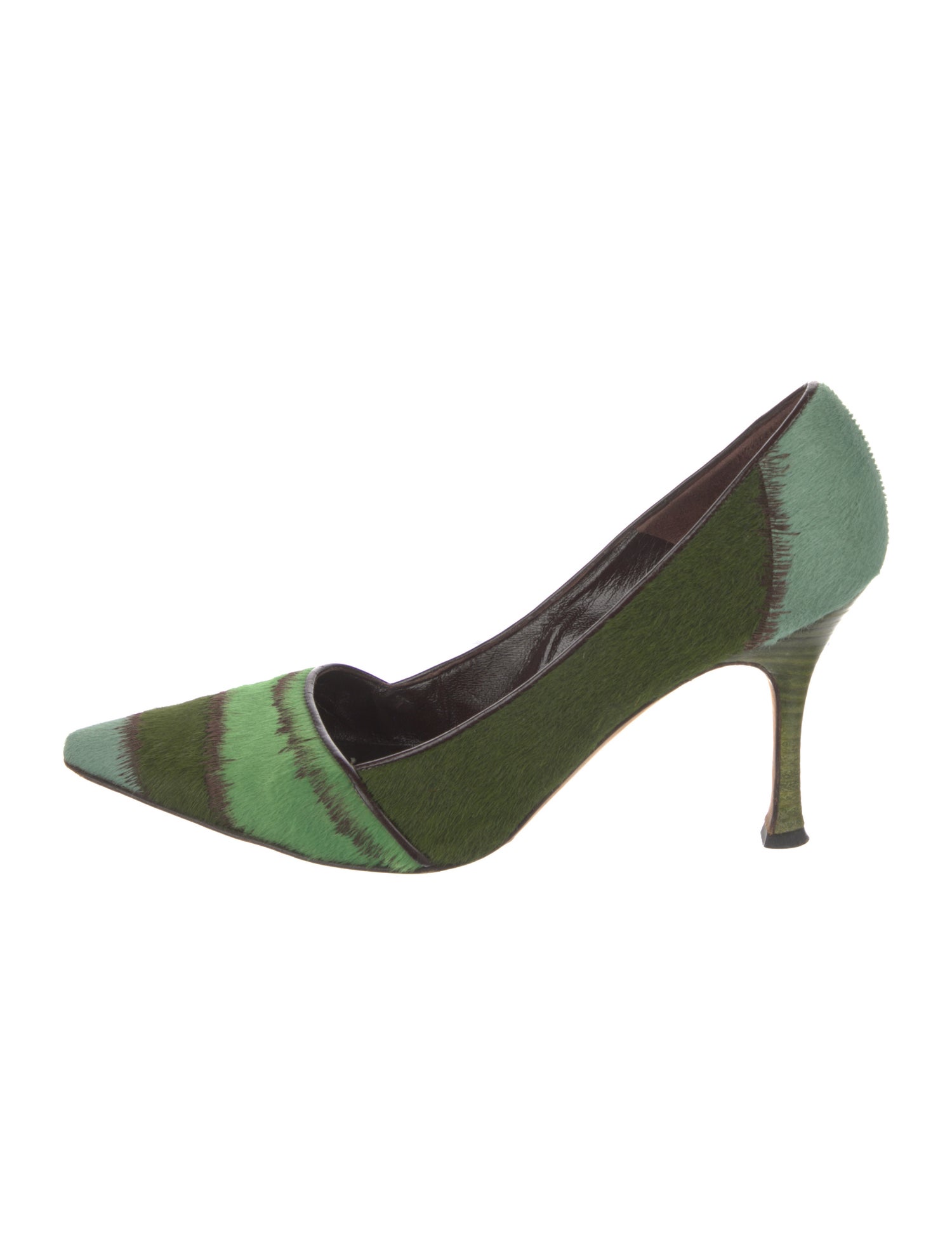 Manolo Blahnik Ponyhair Colorblock Pattern Pumps
