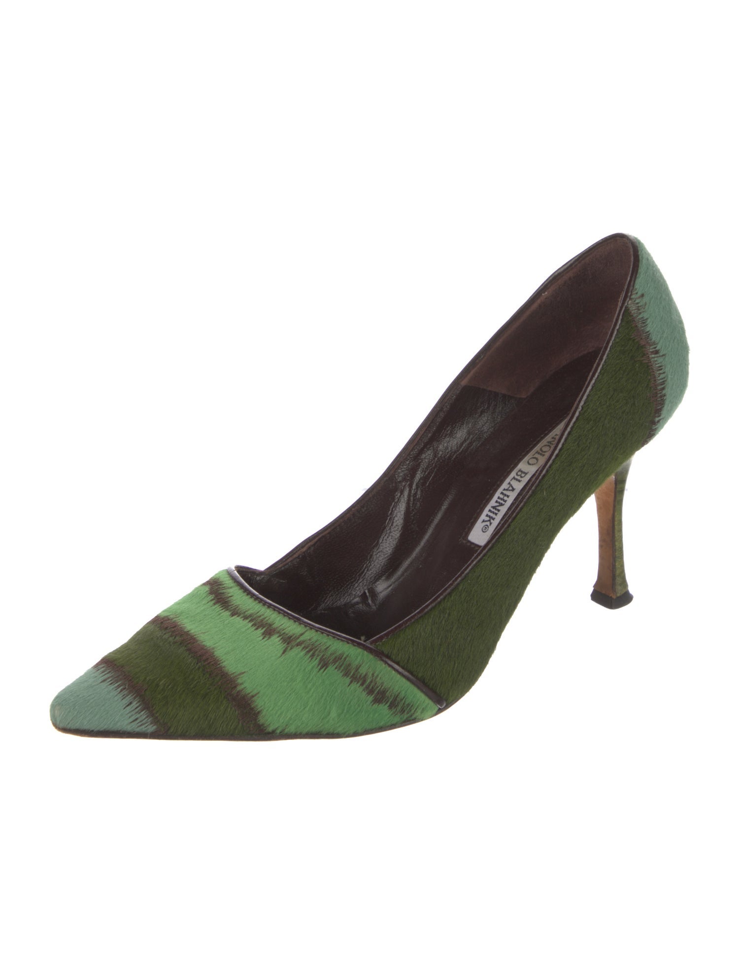 Manolo Blahnik Ponyhair Colorblock Pattern Pumps