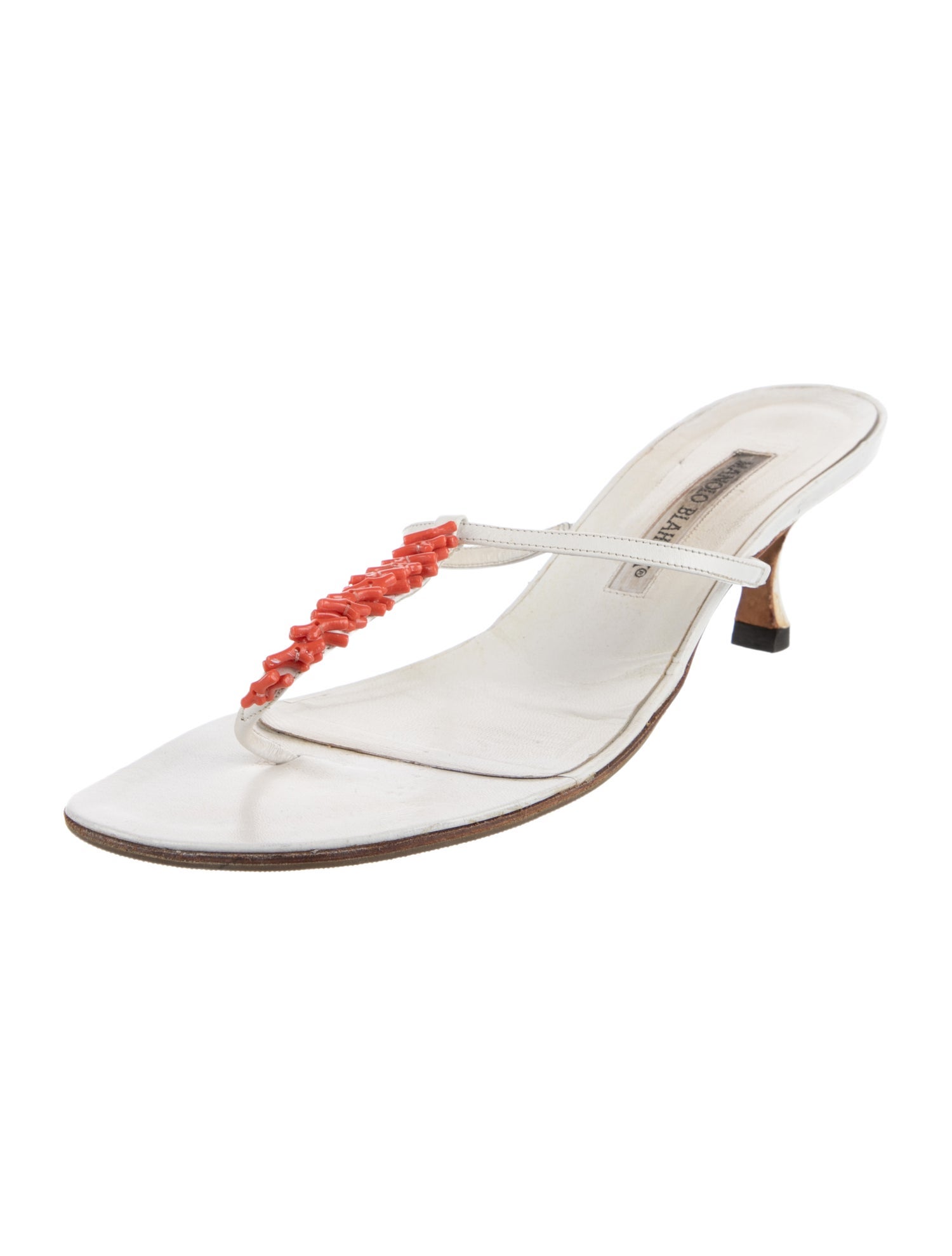 Manolo Blahnik Leather Colorblock Pattern Slides