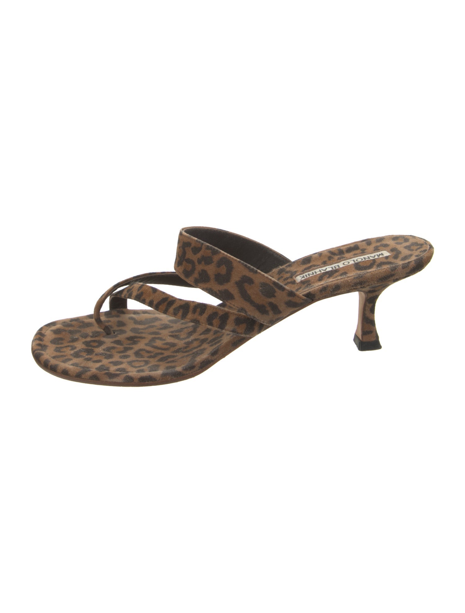 Manolo Blahnik Suede Animal Print Slides