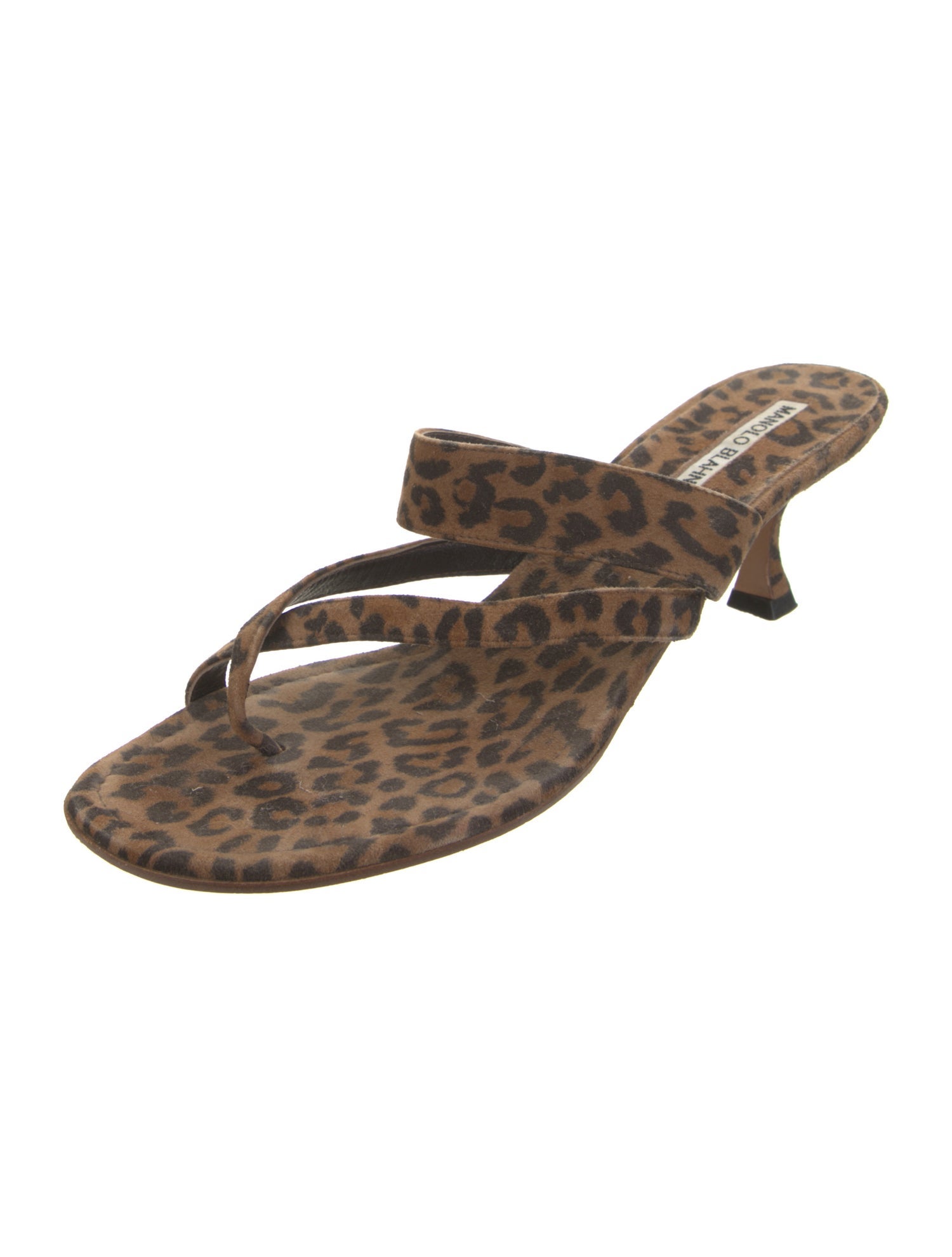 Manolo Blahnik Suede Animal Print Slides