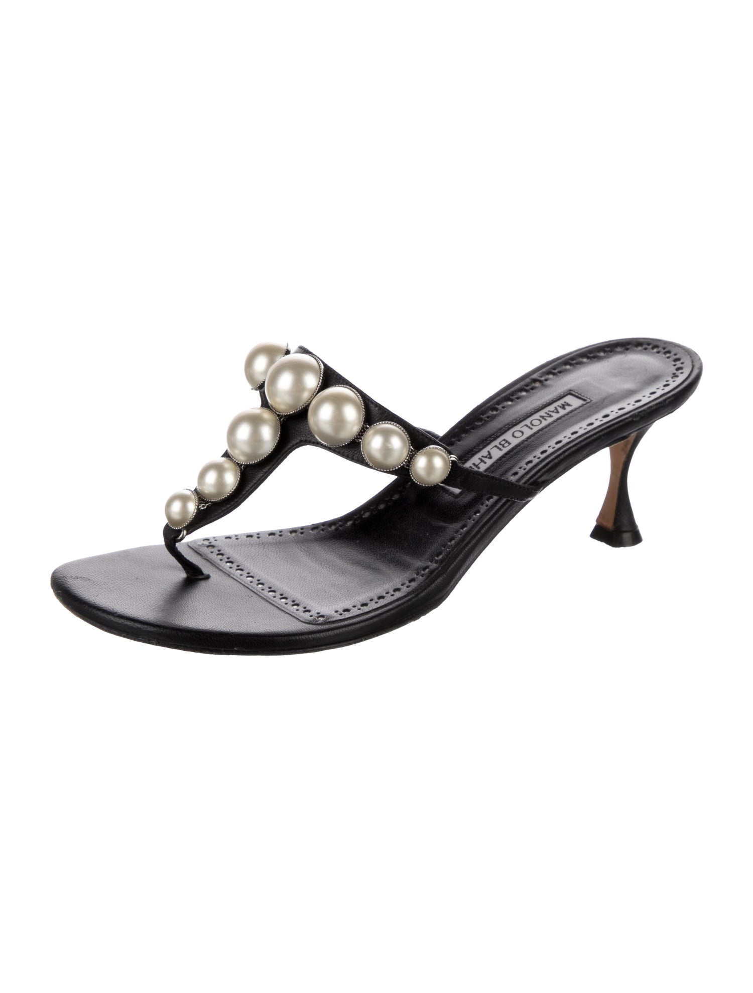Manolo Blahnik Leather Studded Accents Sandals