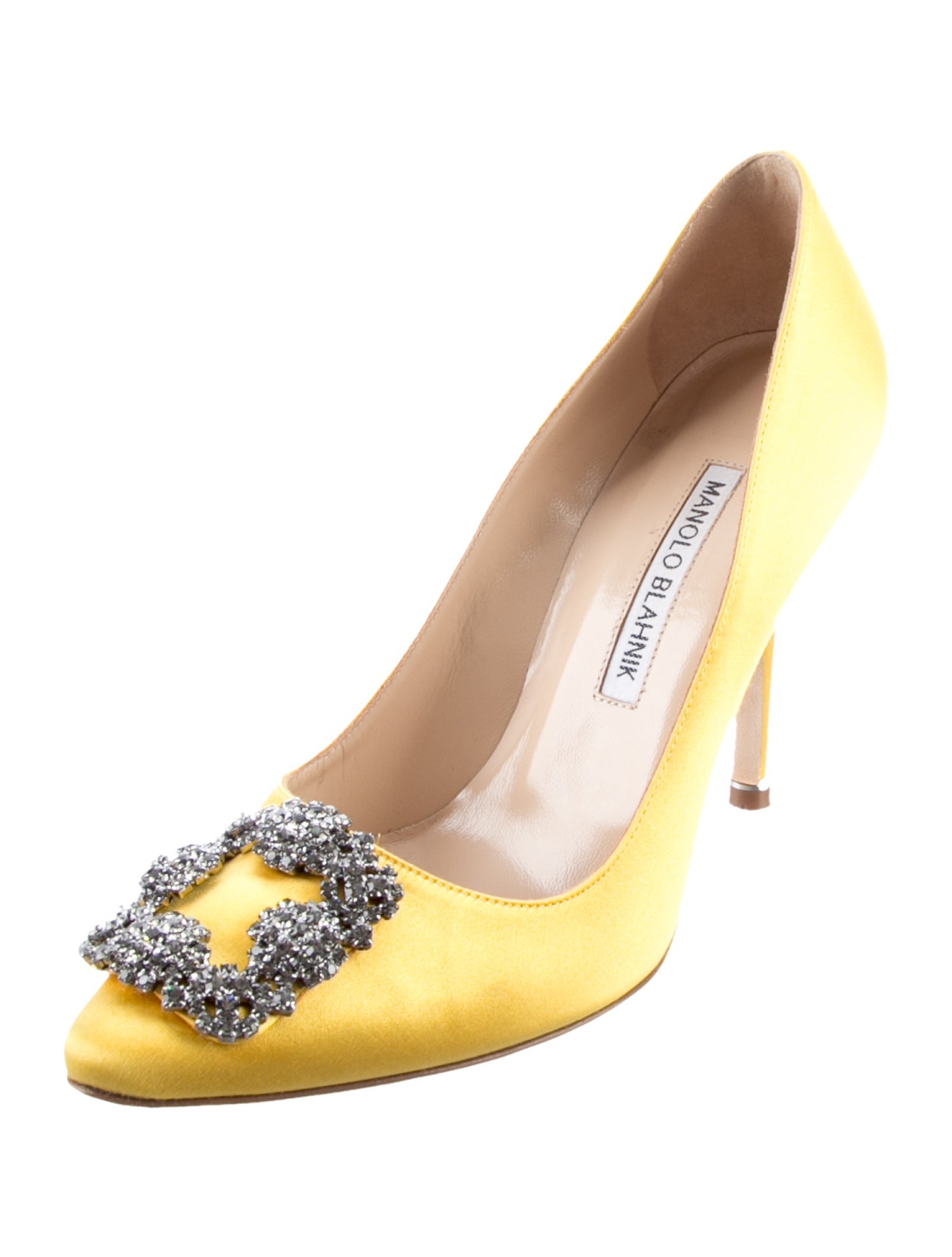 Manolo Blahnik Satin Crystal Embellishments Pumps