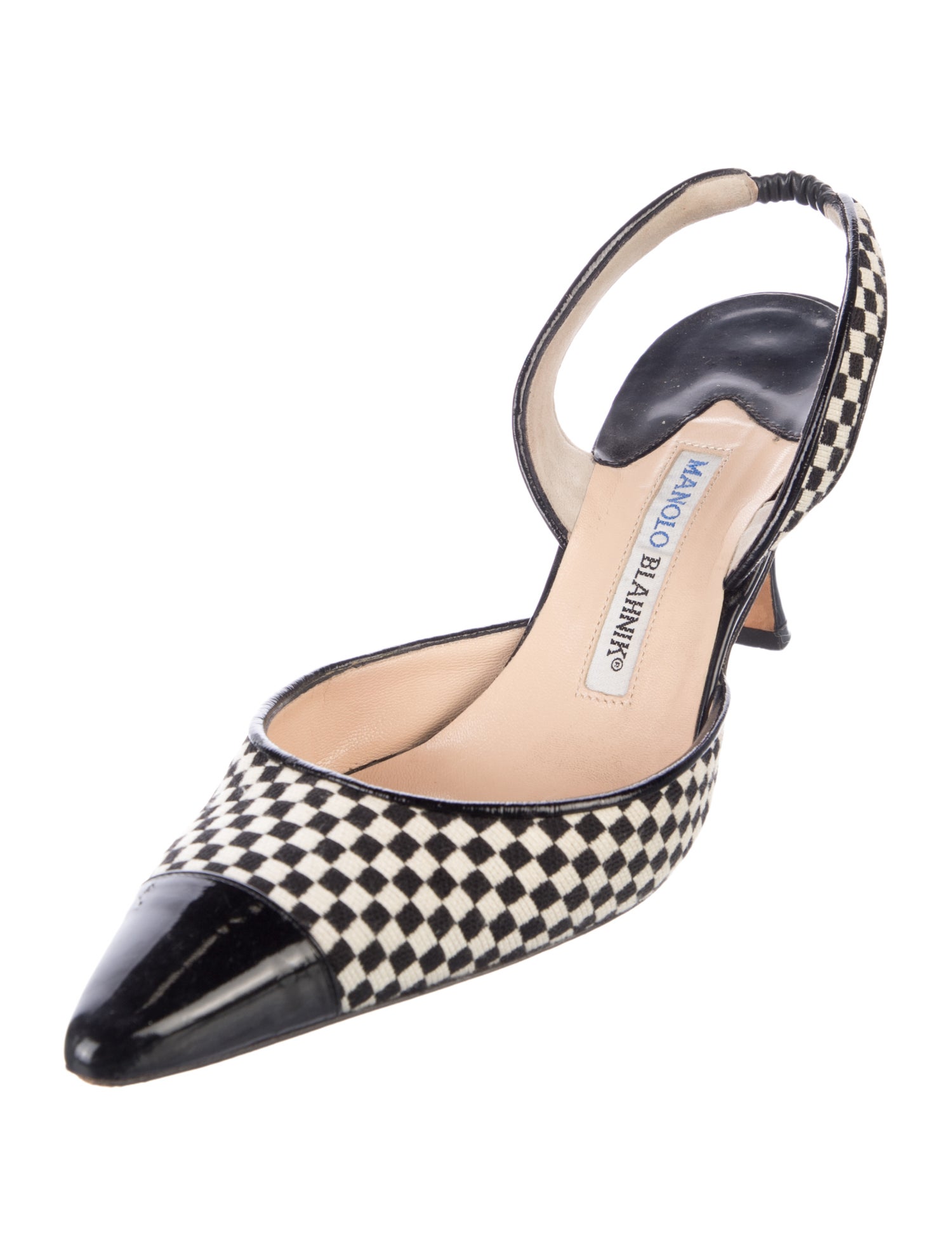 Manolo Blahnik Plaid Print Slingback Pumps