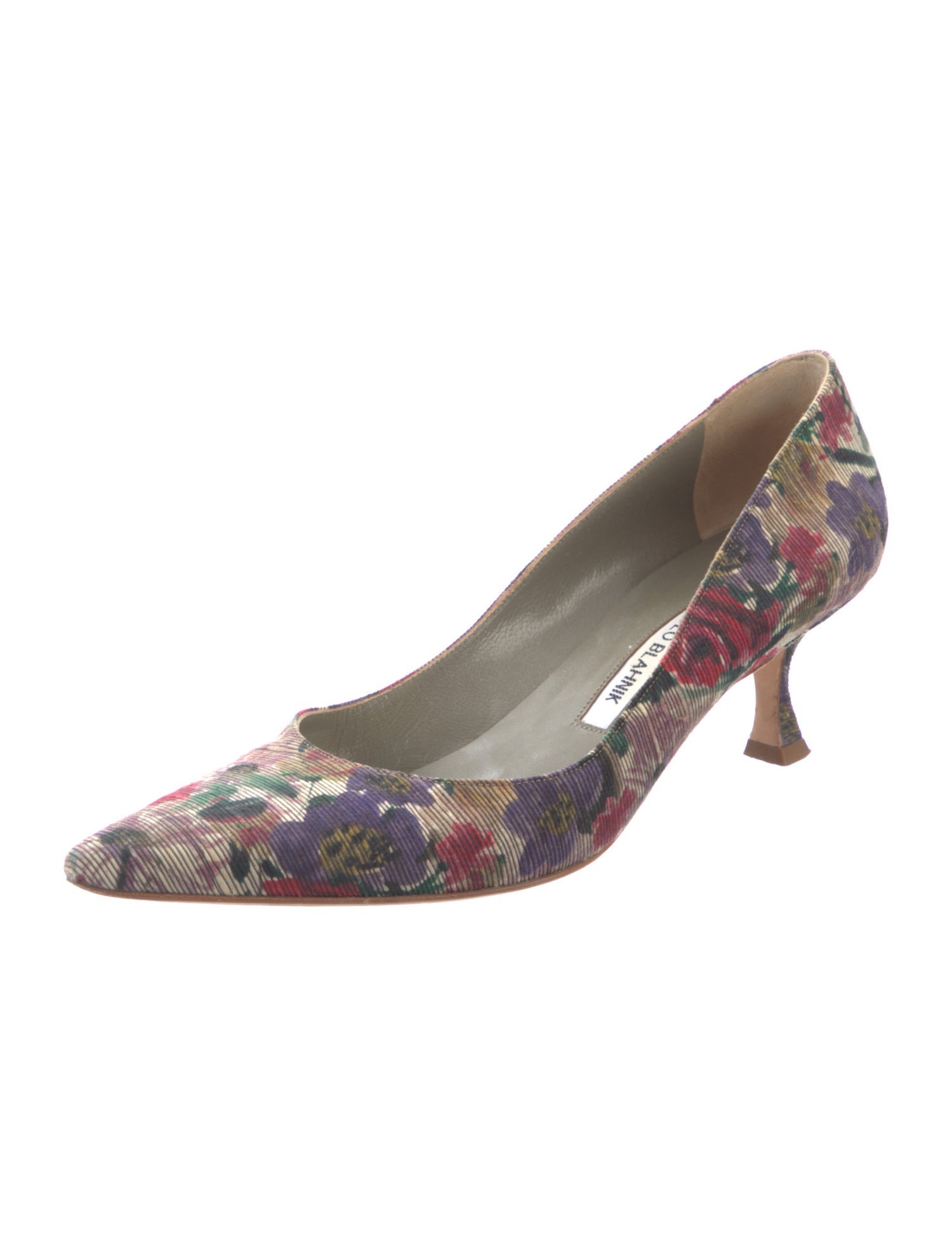 靴 MANOLO BLAHNIK Manolo Blahnik Floral Print Crystal Embellishments Pumps