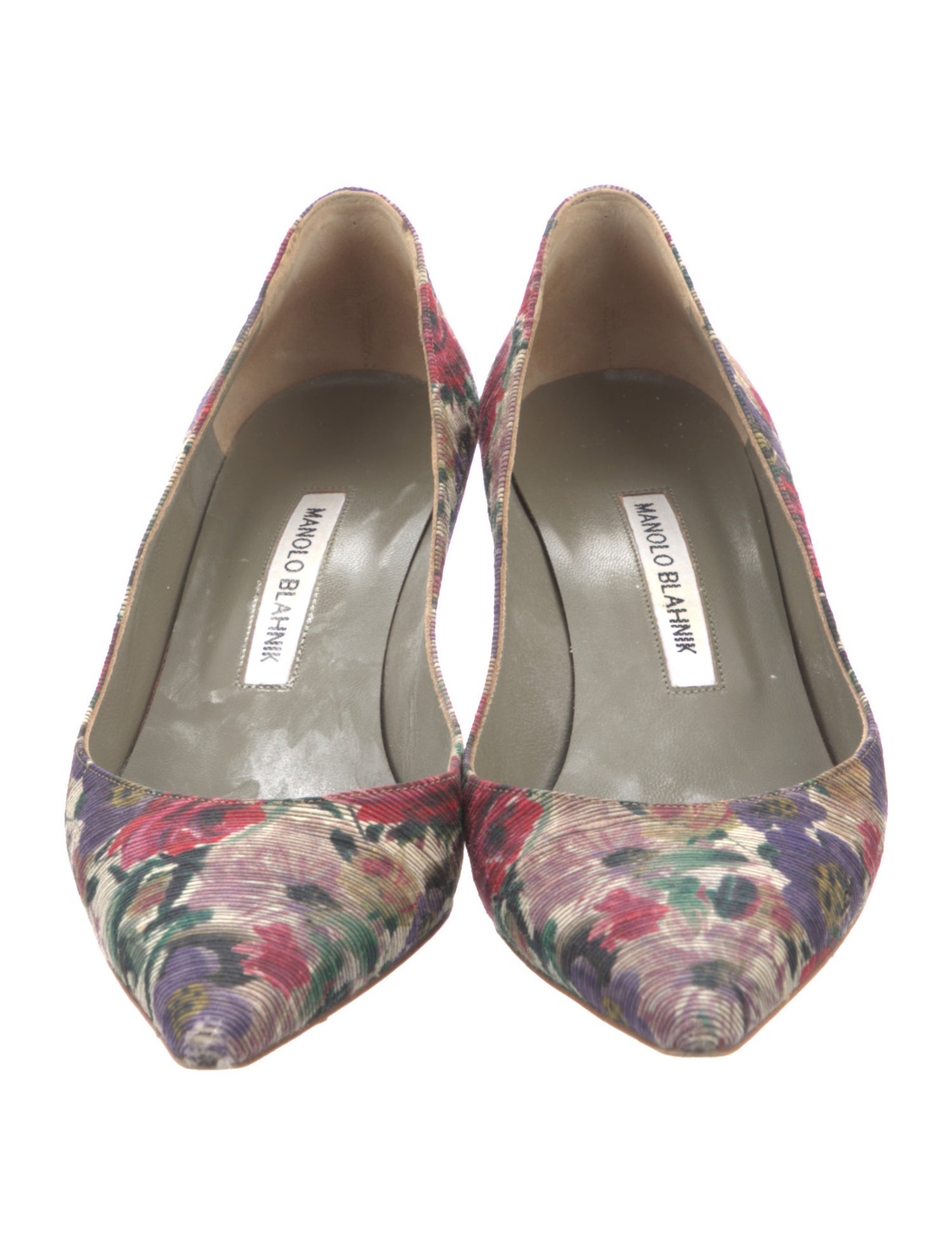 Manolo Blahnik Floral Print Crystal Embellishments Pumps