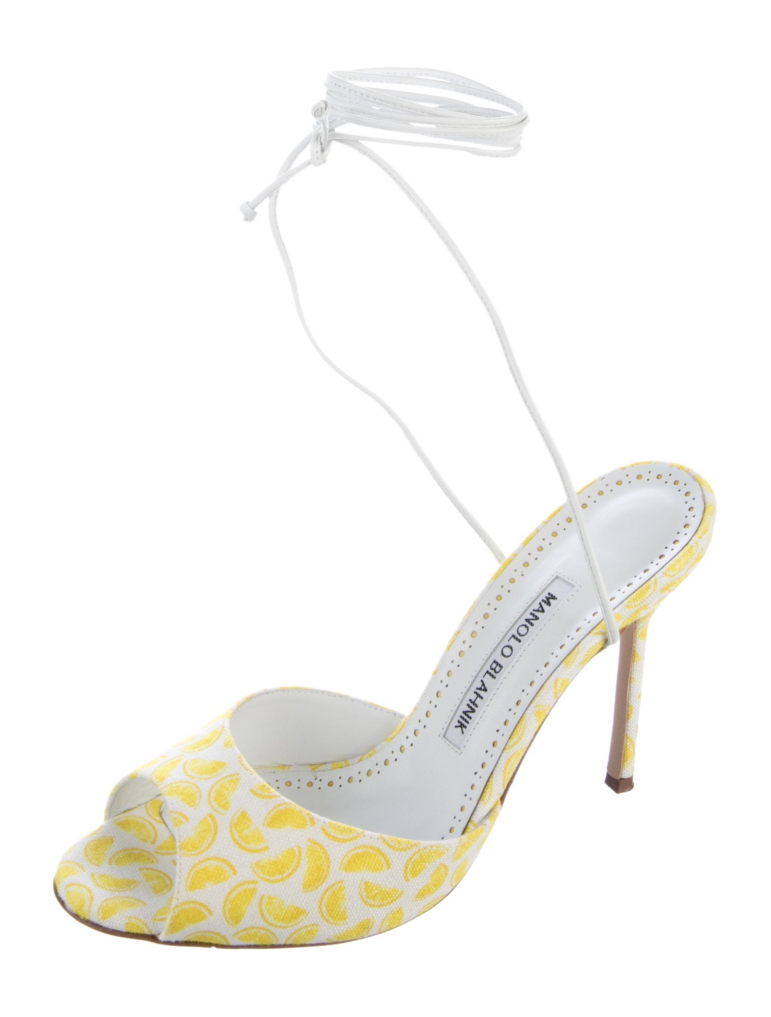 Manolo Blahnik Canvas Printed Sandals