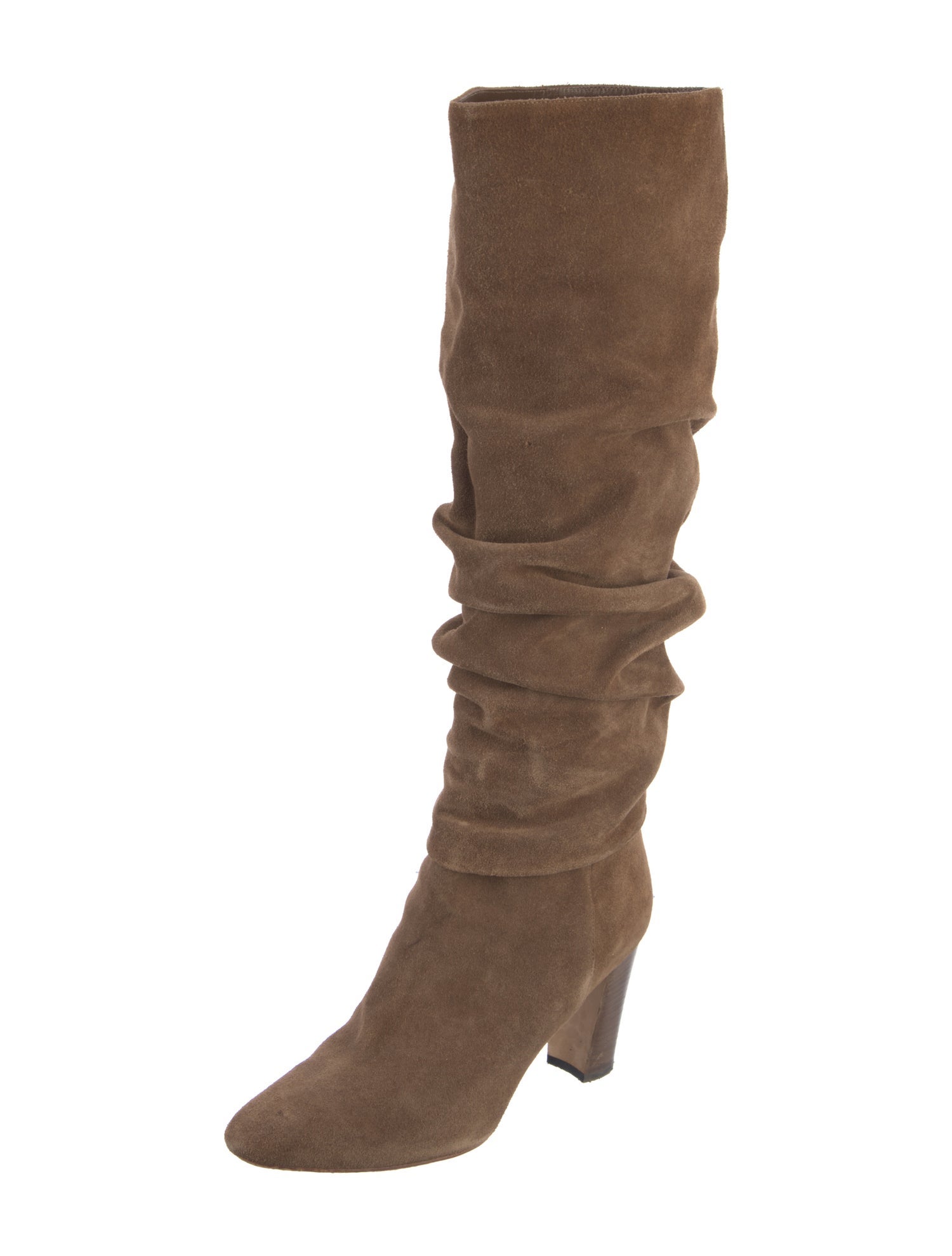 Manolo Blahnik Suede Pleated Accents Slouch Boots