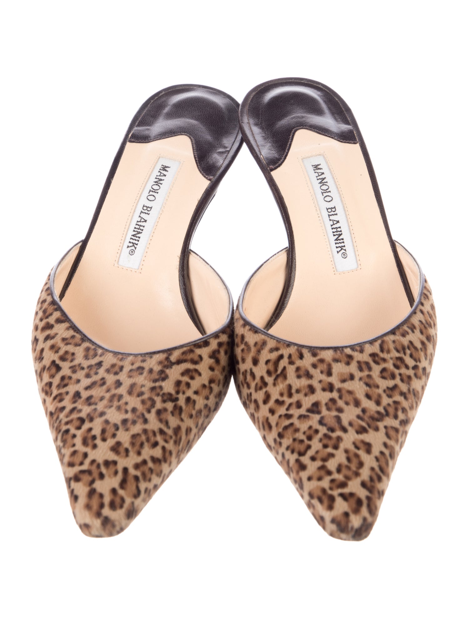 Manolo Blahnik Ponyhair Animal Print Mules
