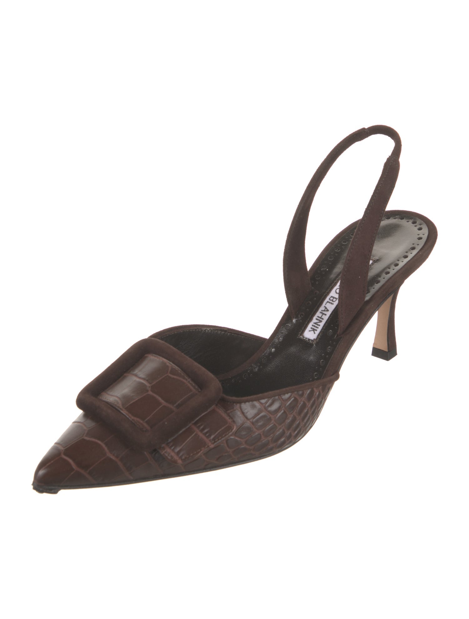 Manolo Blahnik Suede Animal Print Slingback Pumps