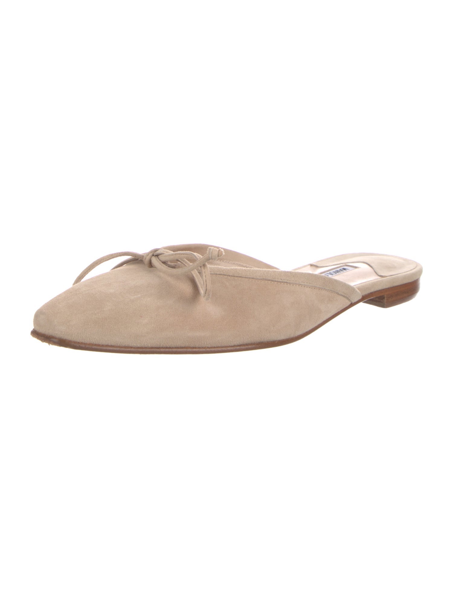 Manolo Blahnik Suede Bow Accents Mules