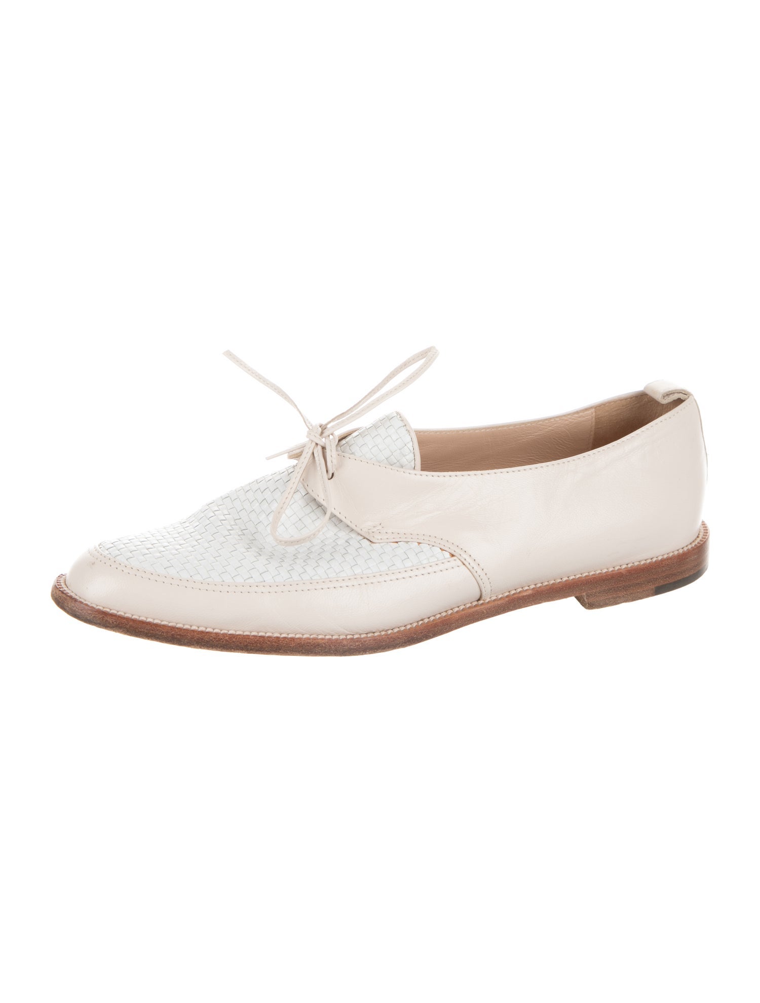 Manolo Blahnik Leather Tweed Pattern Oxfords