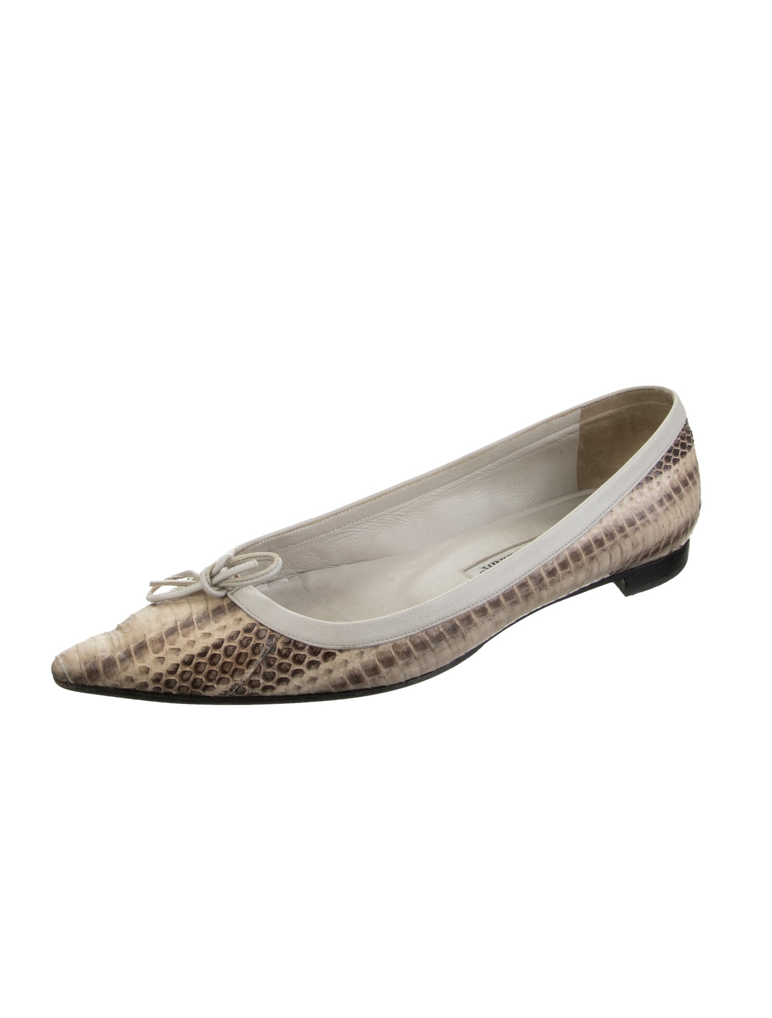 Manolo Blahnik Snakeskin Animal Print Ballet Flats
