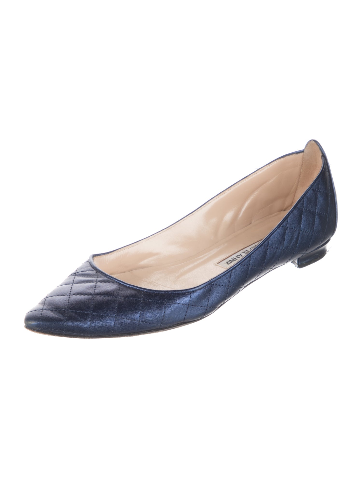 Manolo Blahnik Leather Tweed Pattern Ballet Flats