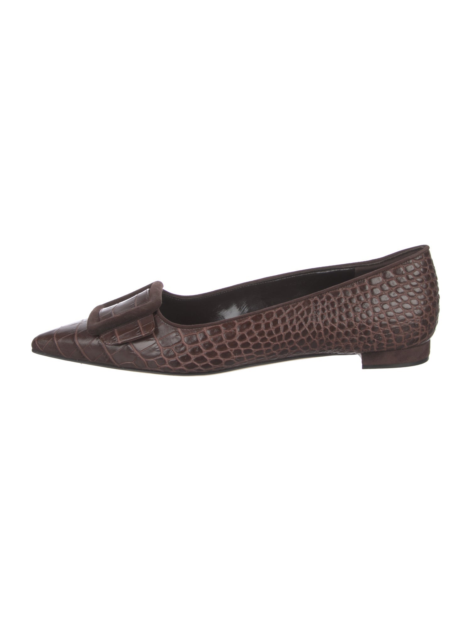 Manolo Blahnik Crocodile Animal Print Flats