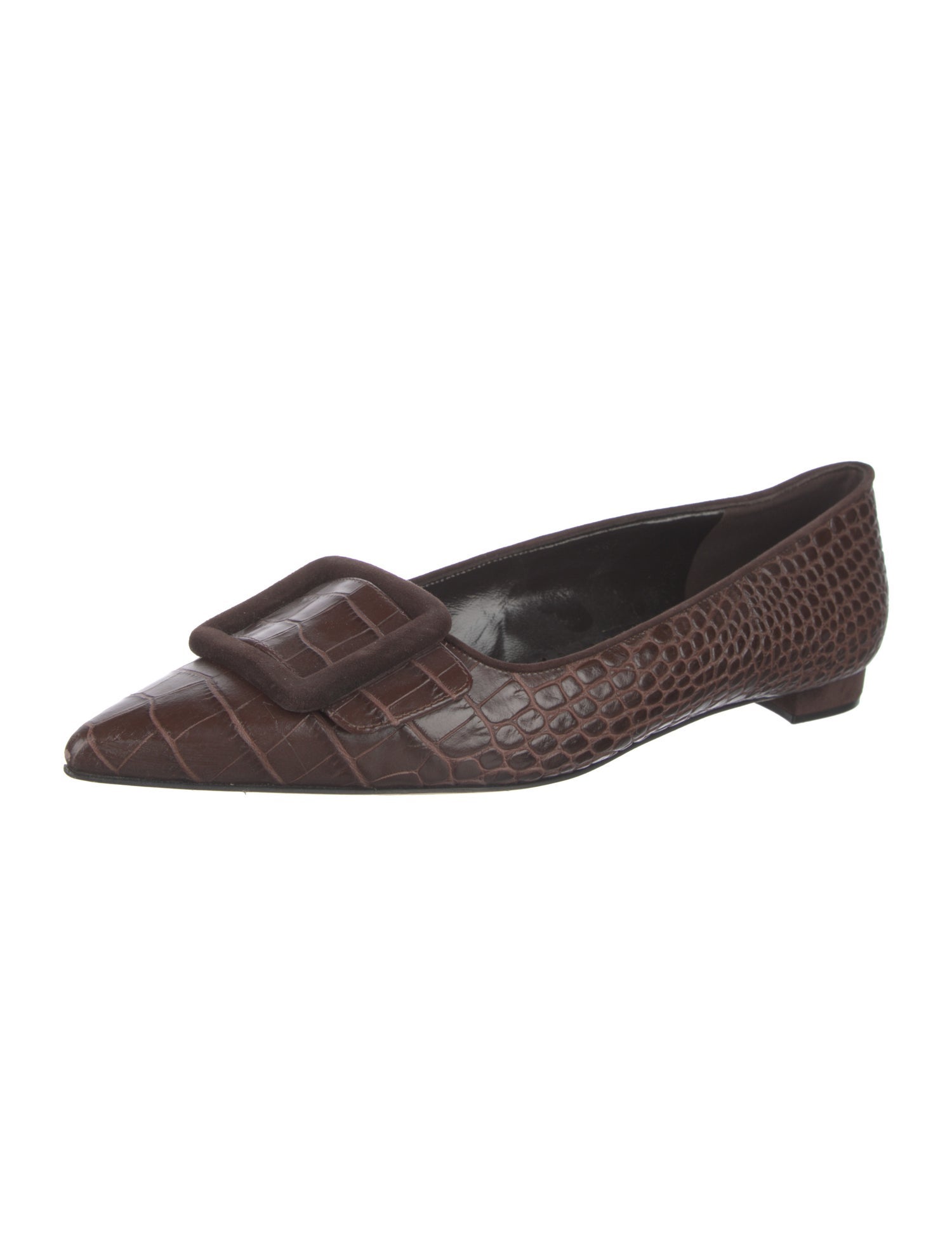 Manolo Blahnik Crocodile Animal Print Flats