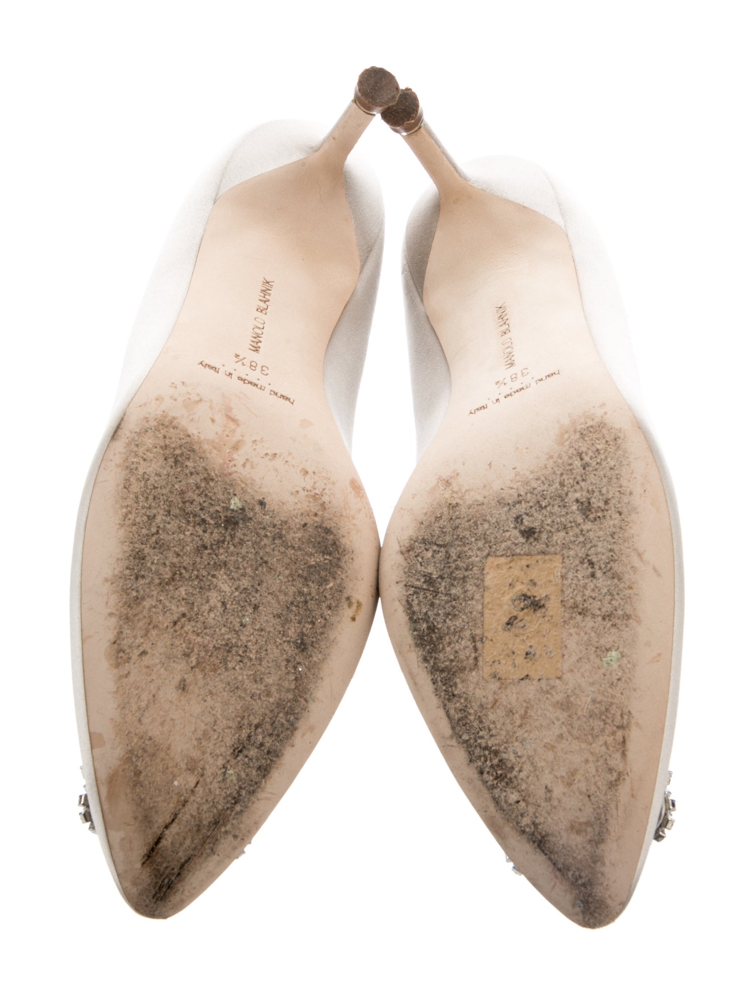 Manolo Blahnik Satin Crystal Embellishments Pumps - Grey Pumps