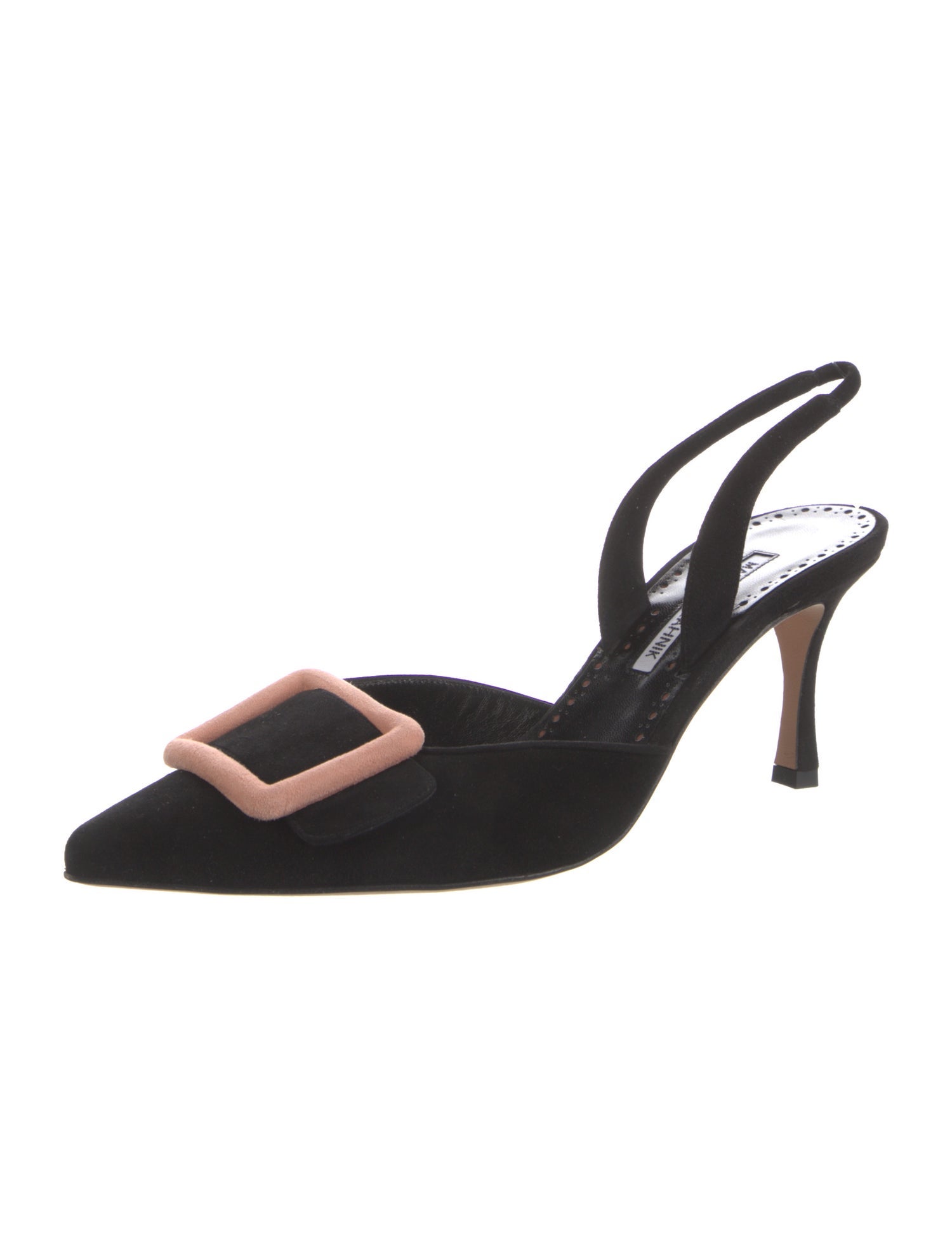 Manolo Blahnik Suede Crystal Embellishments Slingback Pumps