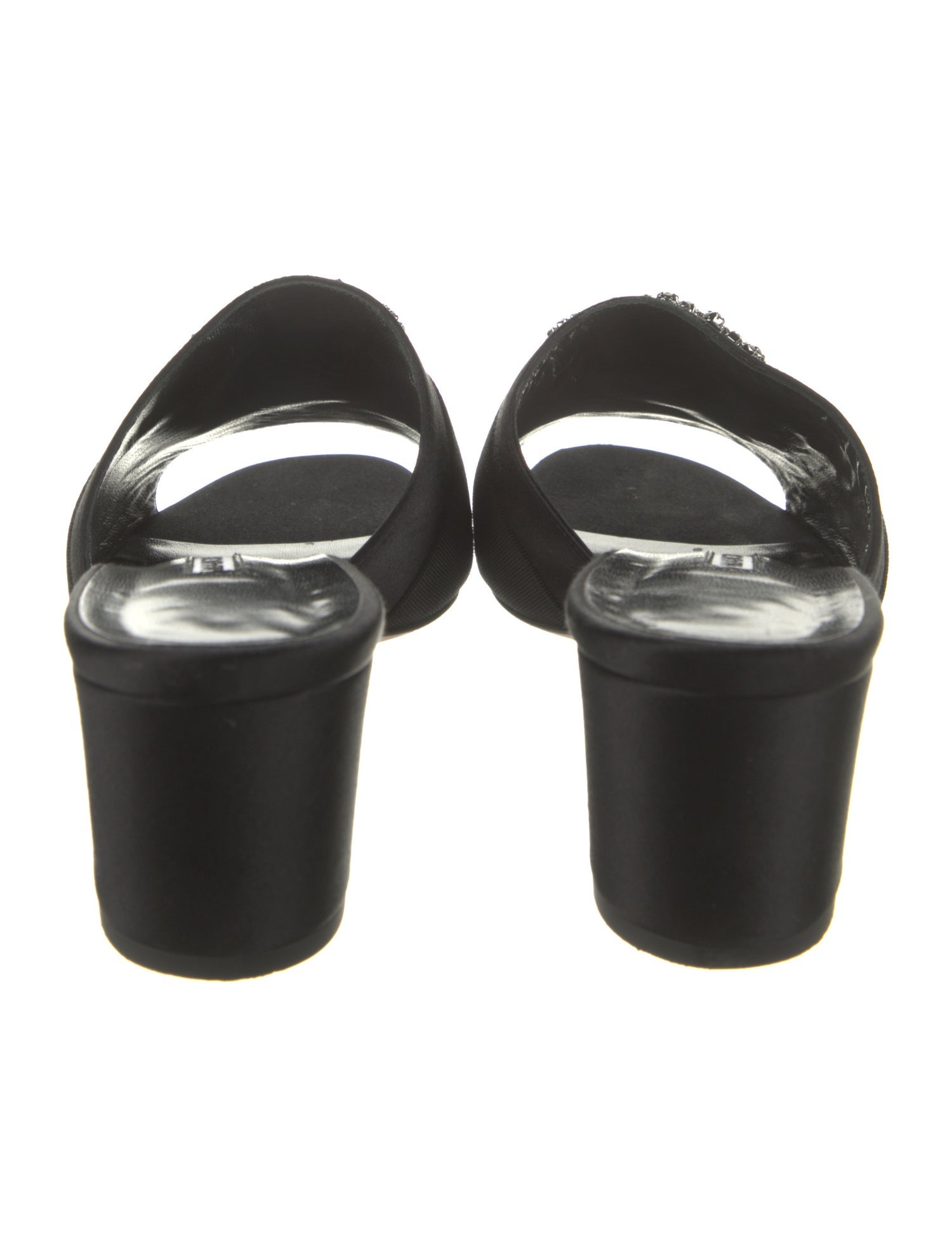 Manolo Blahnik Satin Crystal Embellishments Sandals - Black