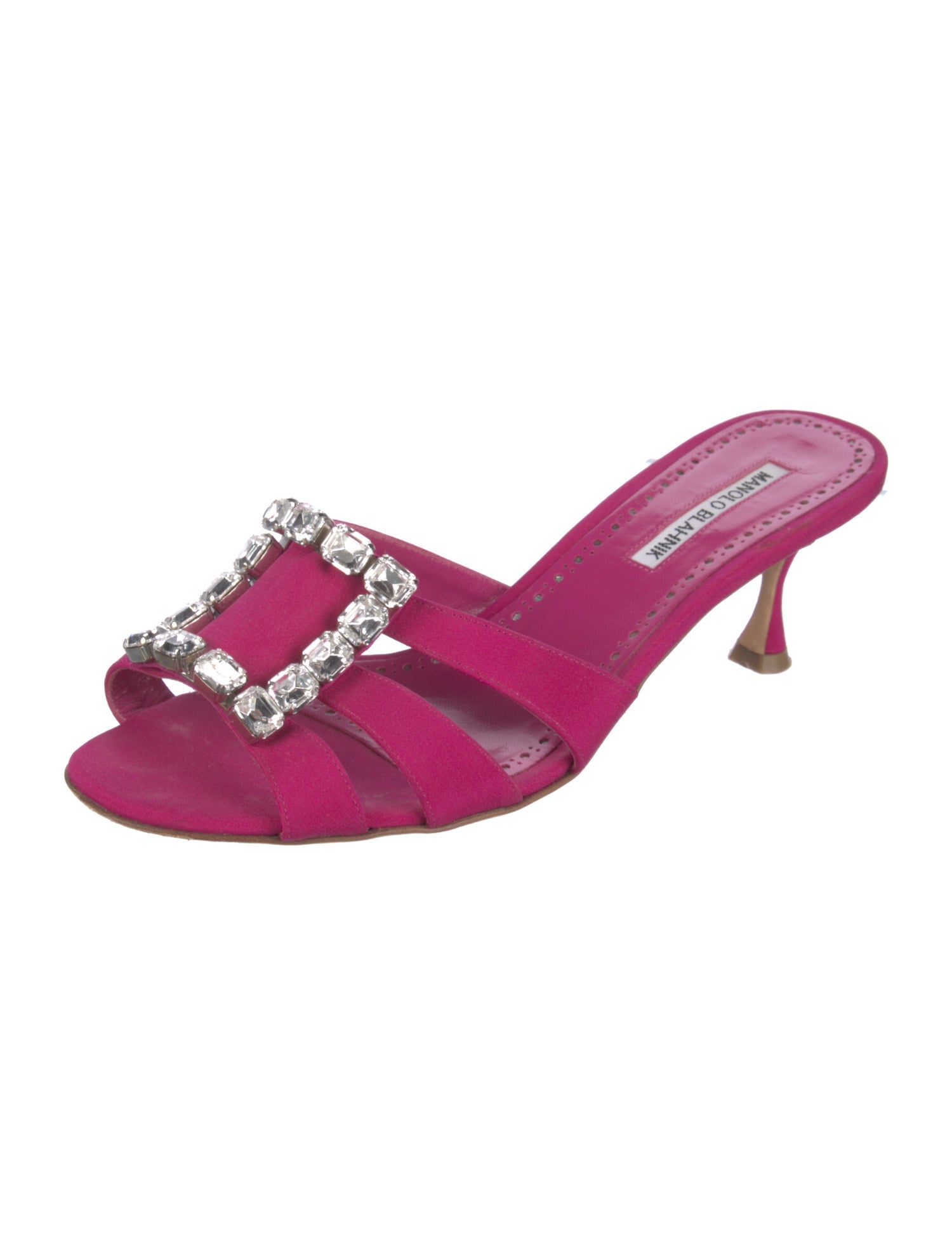 Manolo Blahnik Satin Crystal Embellishments Sandals