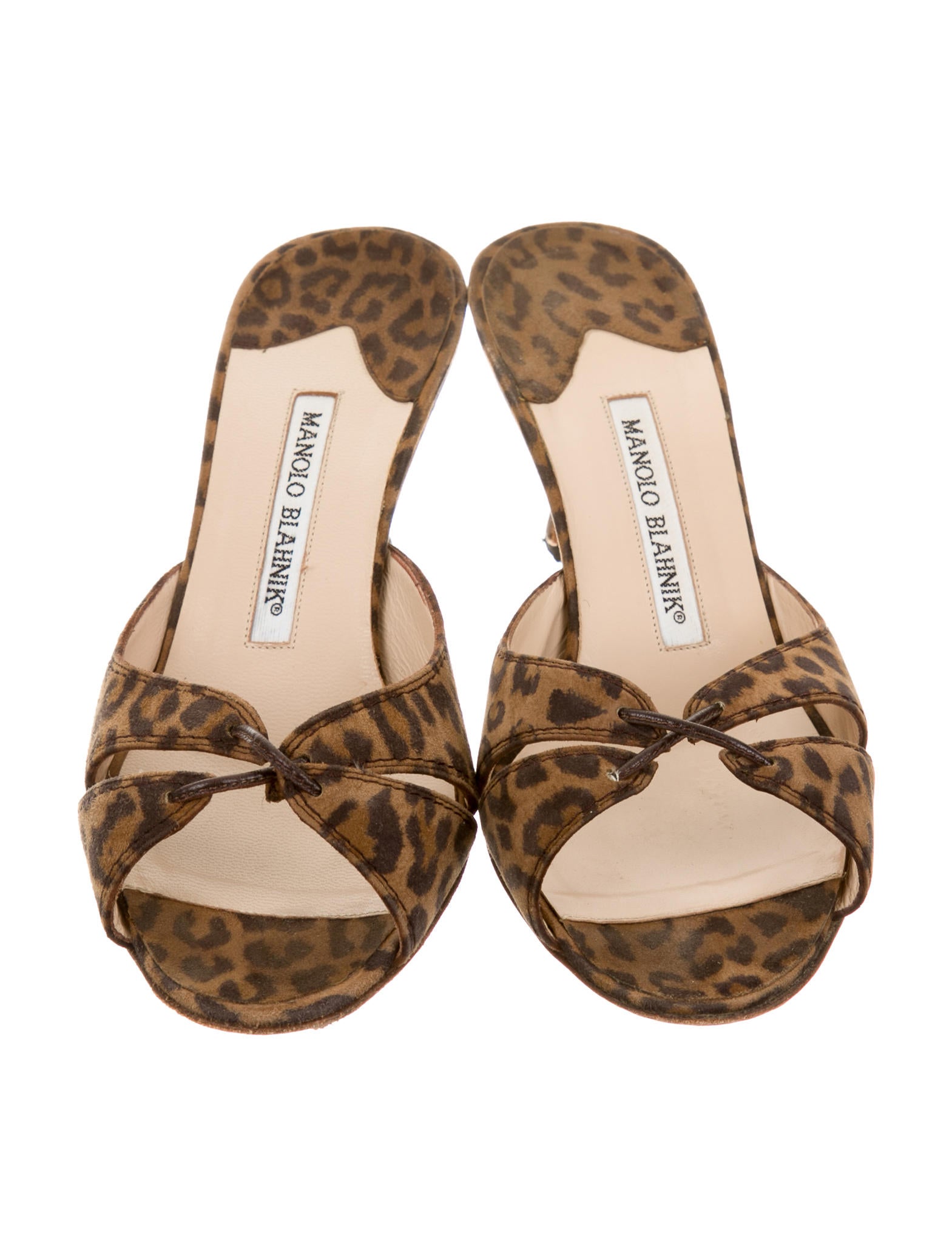 Manolo Blahnik Suede Leopard Print Slide Sandals - Shoes - MOO48769 | The RealReal
