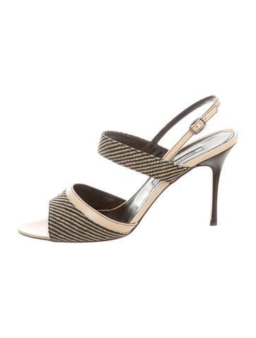 Manolo Blahnik Herringbone Slingback Sandals