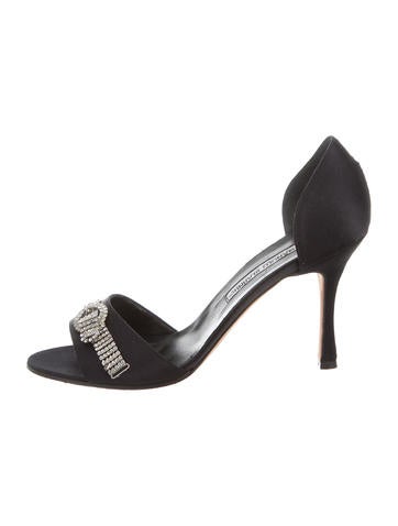 Manolo Blahnik Satin Embellished Pumps