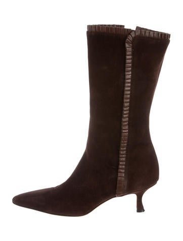 Manolo Blahnik Suede Mid-Calf Boots