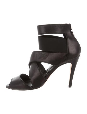 Manolo Blahnik Leather Cross-Strap Sandals