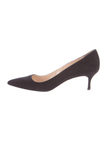 Manolo Blahnik BB Suede Pointed-Toe Pumps