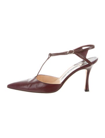 Manolo Blahnik Leather T-Strap Pumps