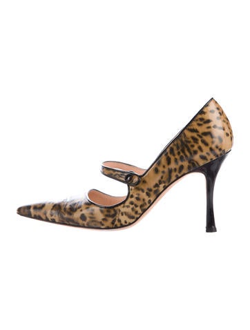 Manolo Blahnik Pointed-Toe Mary Jane Pumps