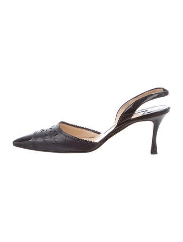 Manolo Blahnik Leather Slingback Pumps
