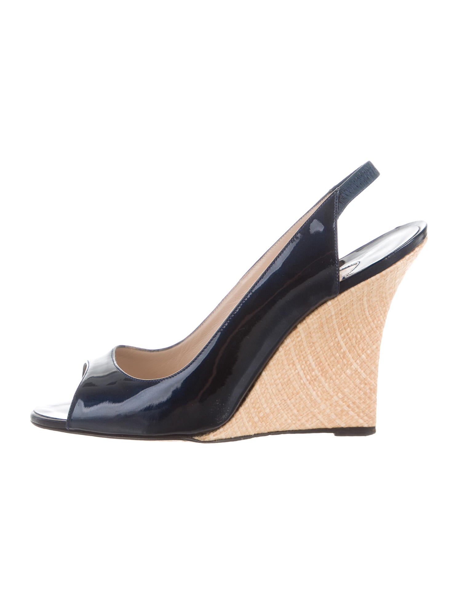 Manolo Blahnik Peep-Toe Slingback Wedges