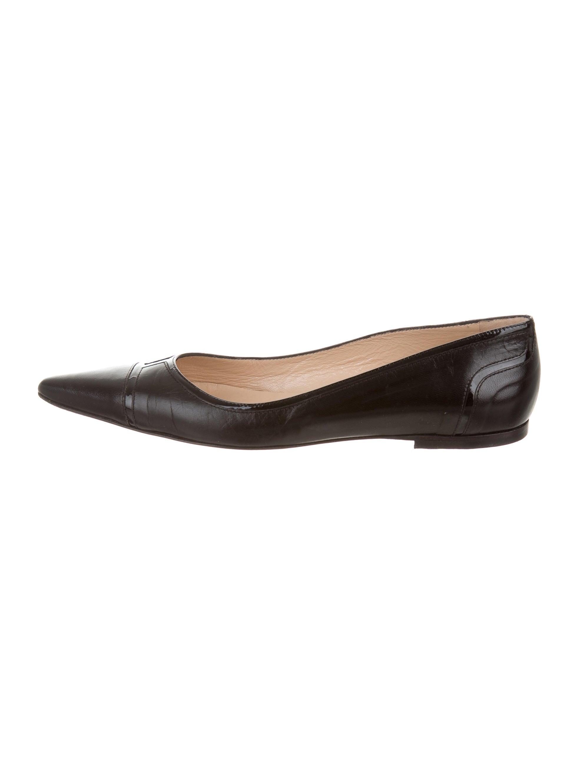 Manolo Blahnik Leather Pointed-Toe Flats