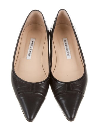 Manolo Blahnik Leather Pointed-Toe Flats