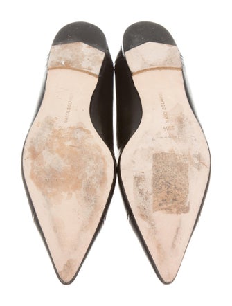 Manolo Blahnik Leather Pointed-Toe Flats