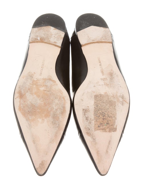 Manolo Blahnik Leather Pointed-Toe Flats