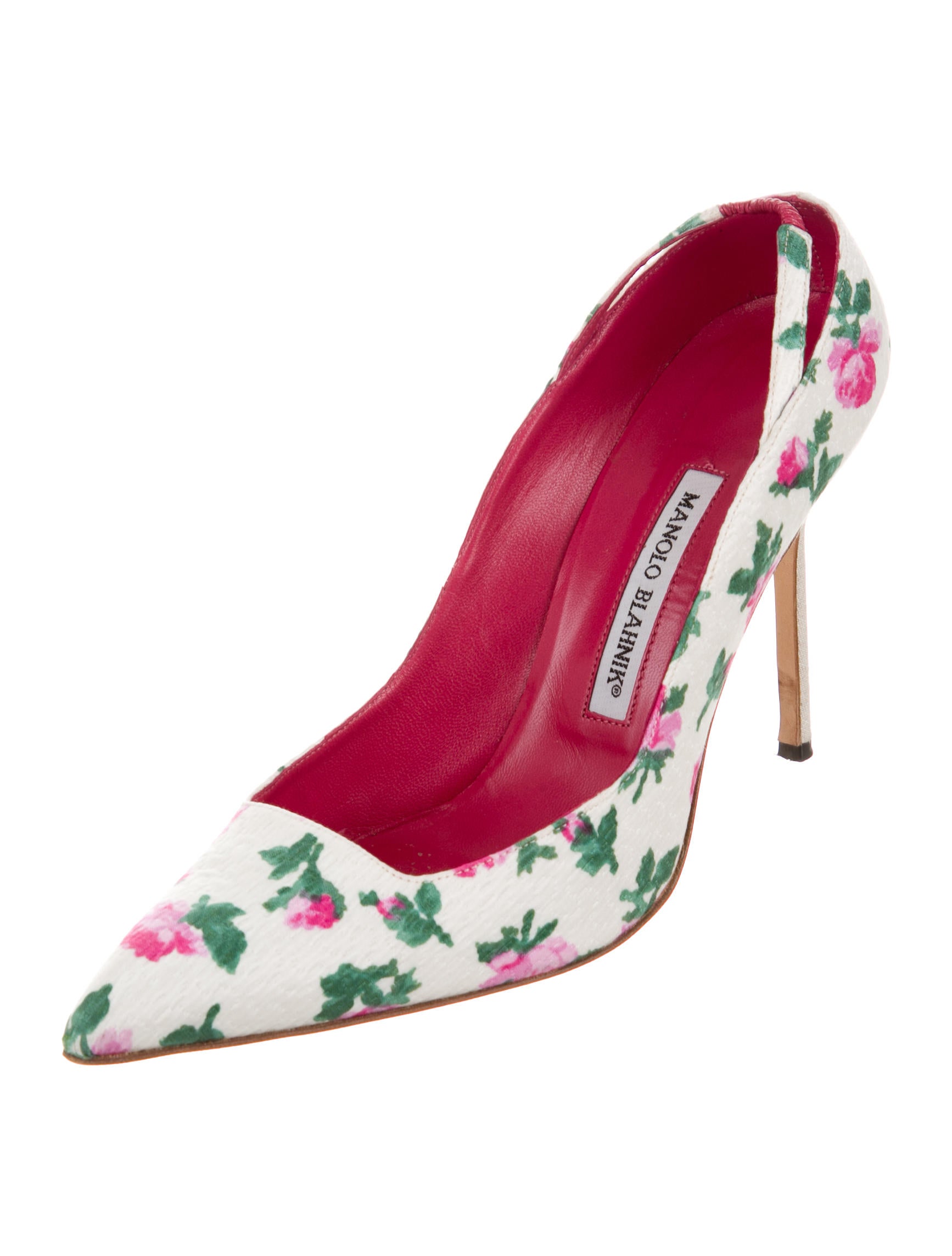Manolo Blahnik Satin Floral Print Pumps Shoes MOO63246 The RealReal