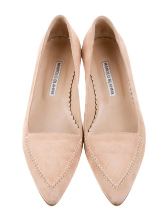 Manolo Blahnik Suede Pointed-Toe Flats