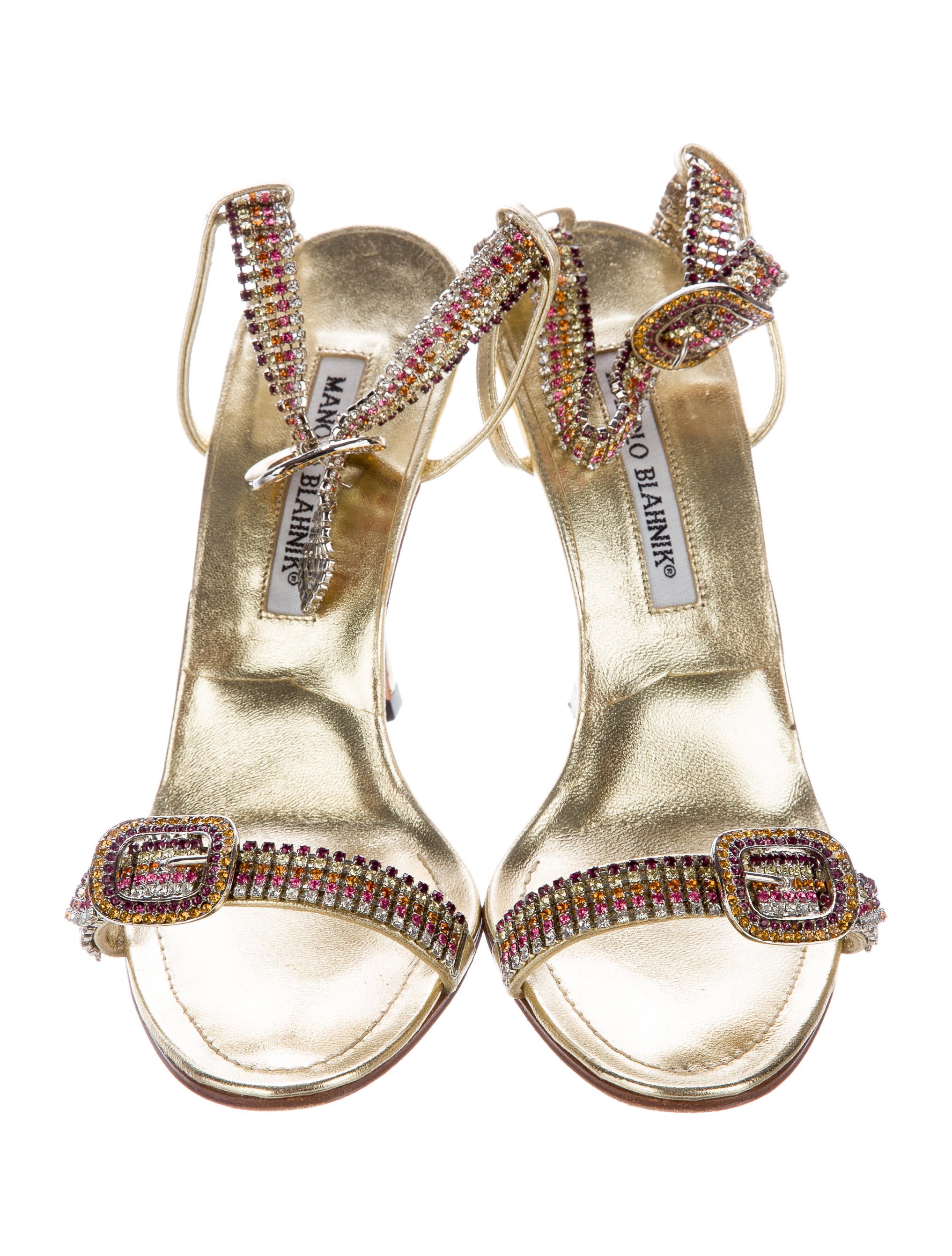 Manolo Blahnik Jewel-Embellished Leather Sandals - Shoes - MOO68175 | The RealReal