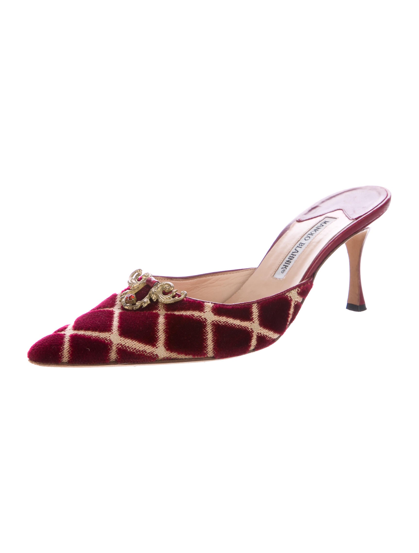 Manolo Blahnik Velvet Embellished Mules