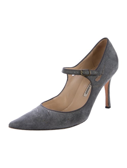 Manolo Blahnik Suede Mary Jane Pumps Shoes MOO72886 The RealReal