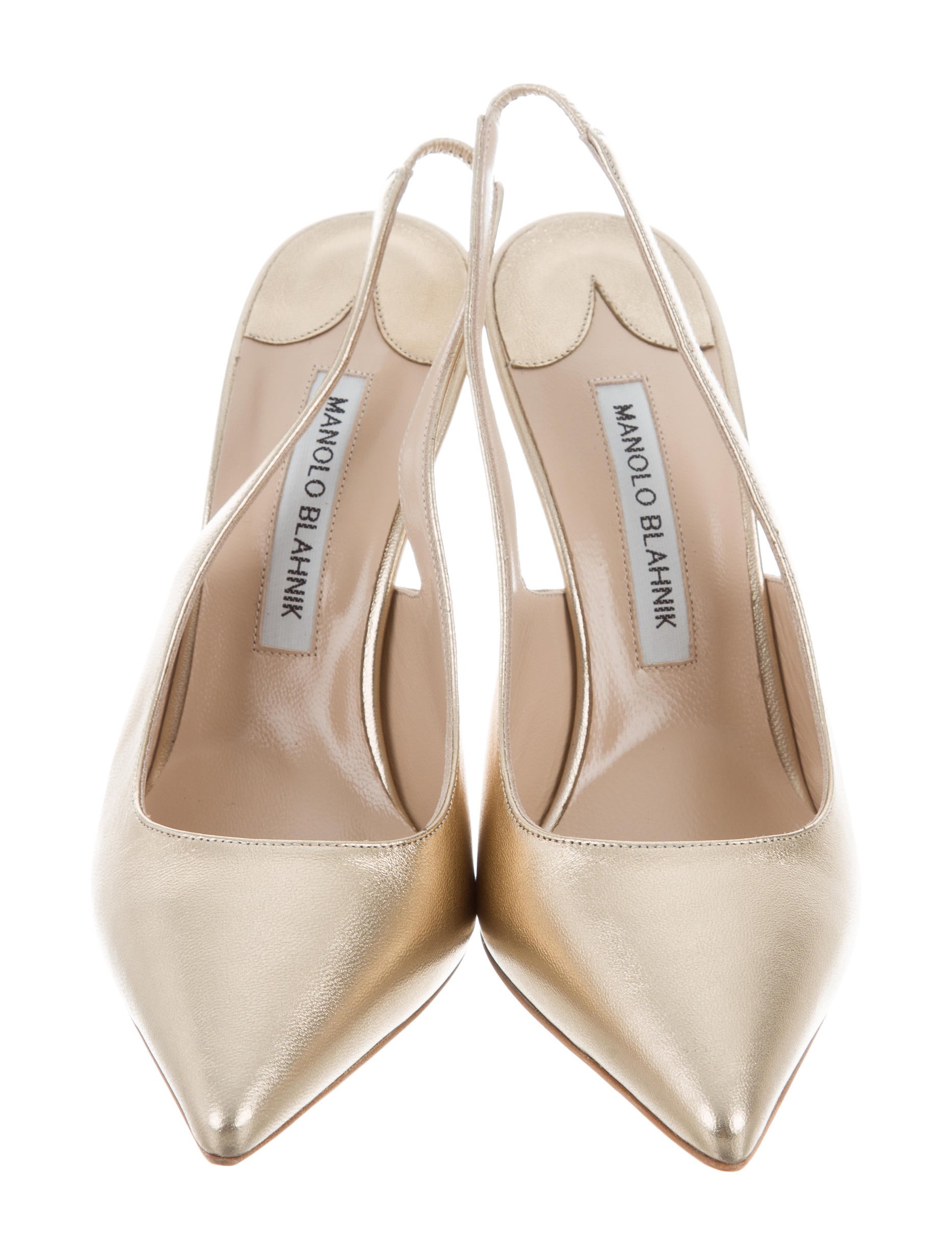 manolo blahnik allura metallic slingback pumps w/ tags