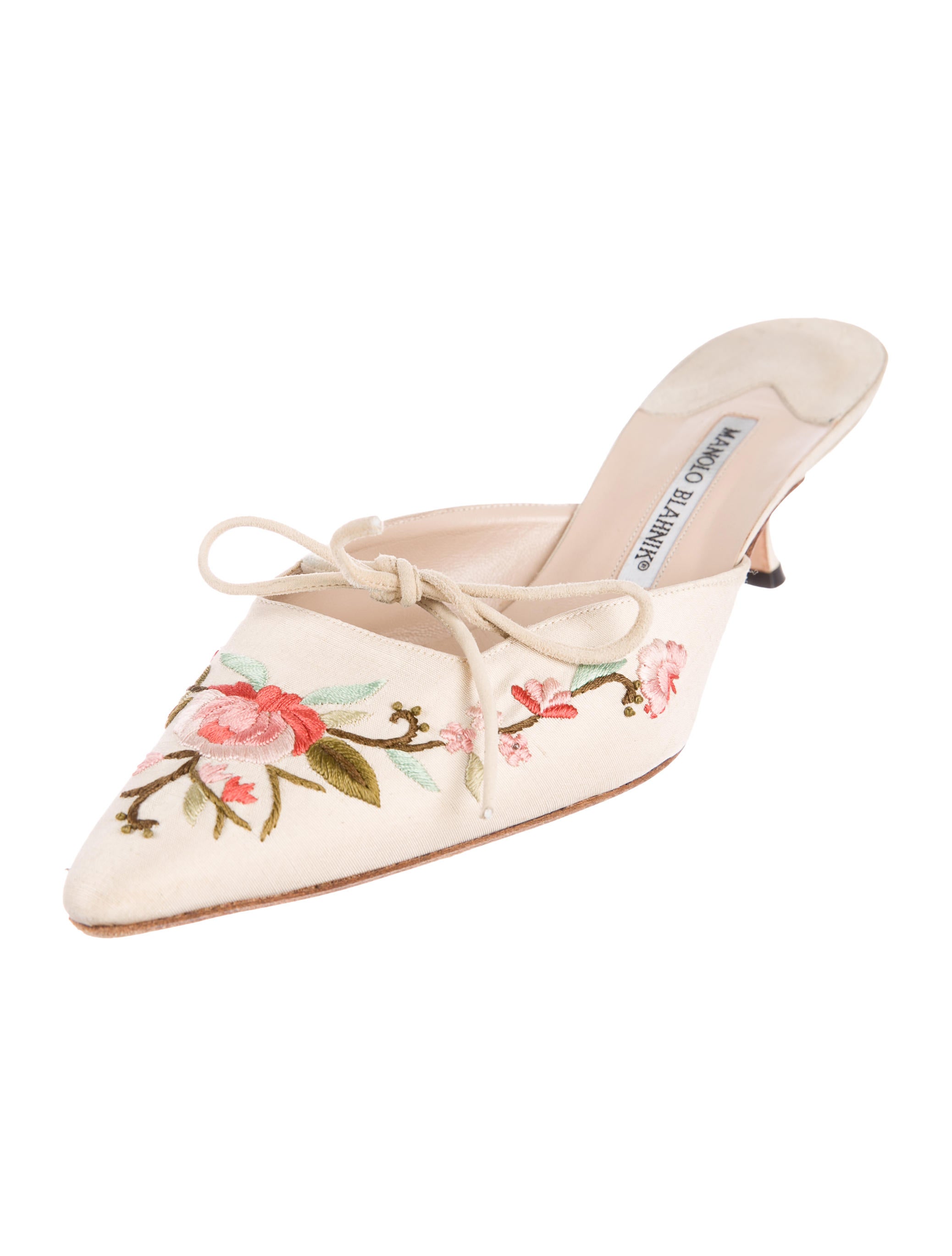 MANOLO BLAHNIKD ミュール Manolo Blahnik Floral Embroidered Mules - Neutrals Pumps, Shoes