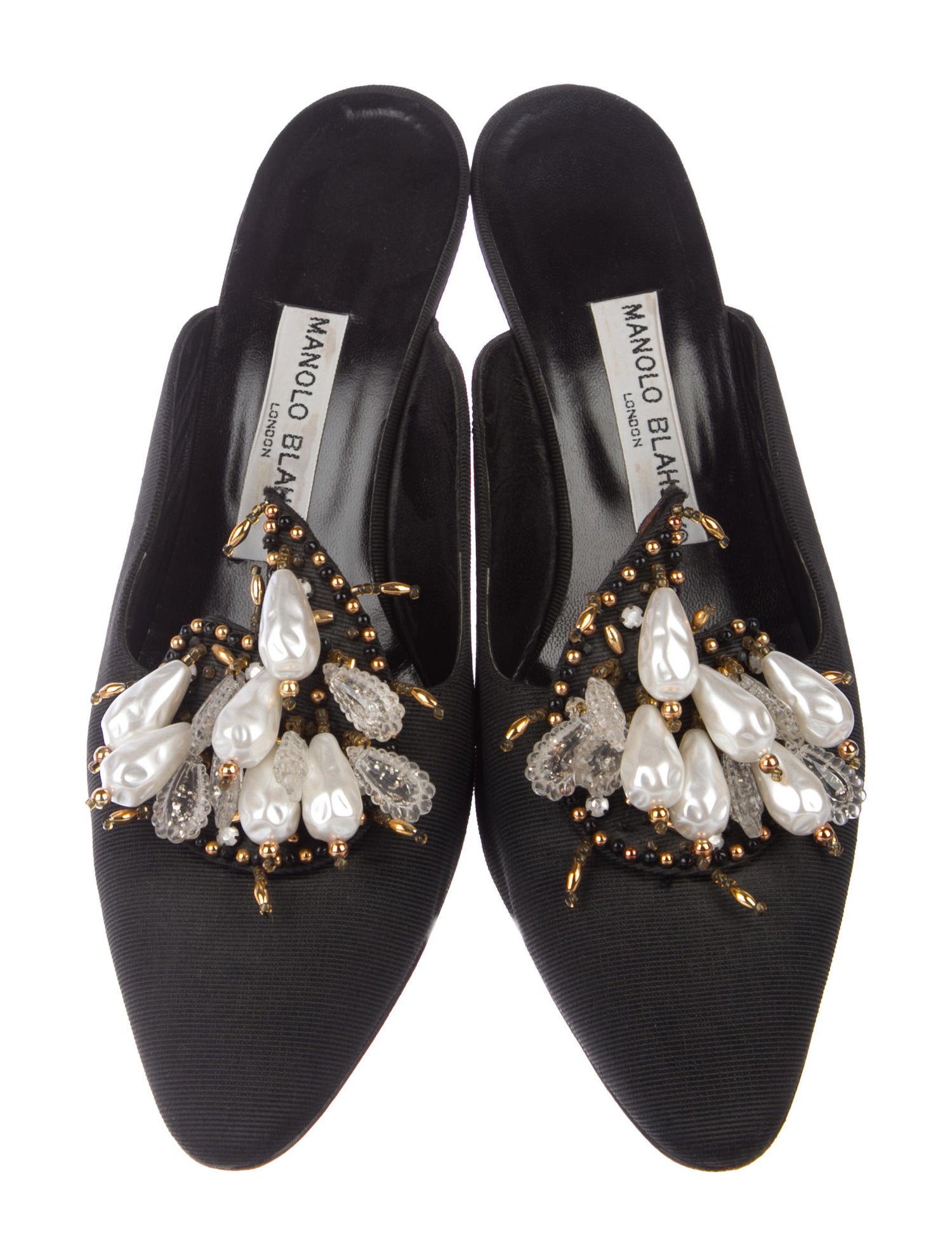 Manolo Blahnik Embellished Grosgrain Mules Shoes MOO98958 The