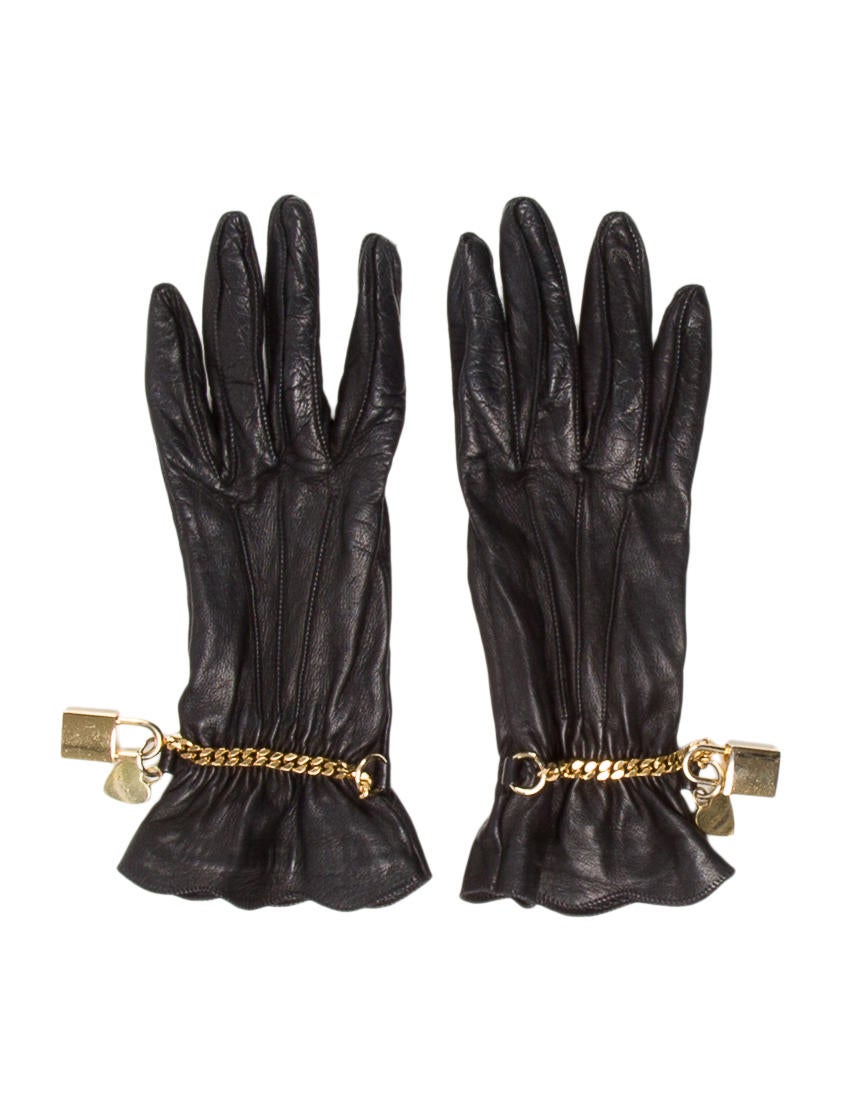 Moschino Leather ChainLink Gloves Accessories MOS26383 The RealReal