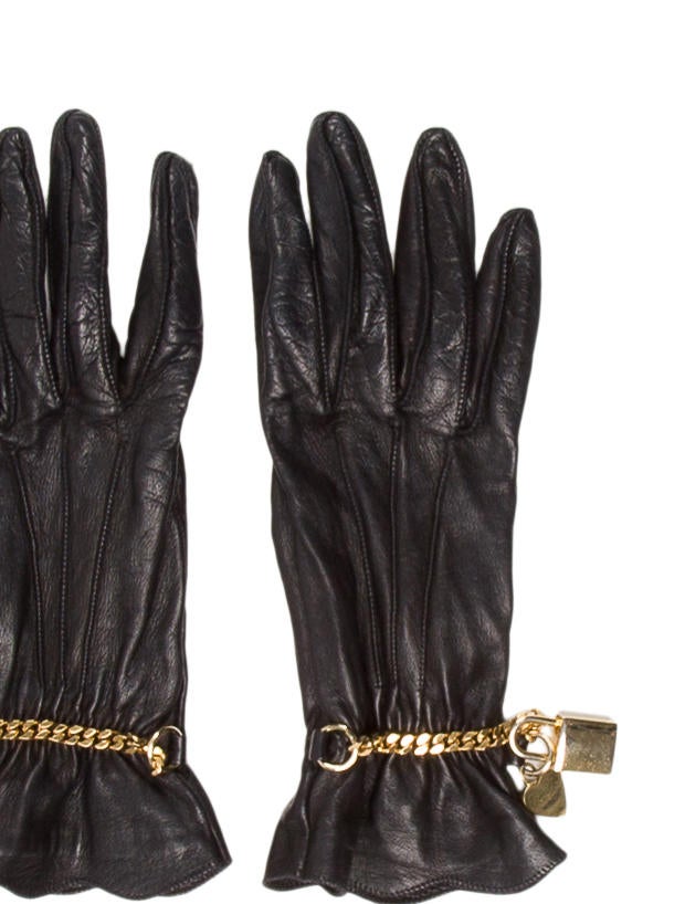 Moschino Leather ChainLink Gloves Accessories MOS26383 The RealReal