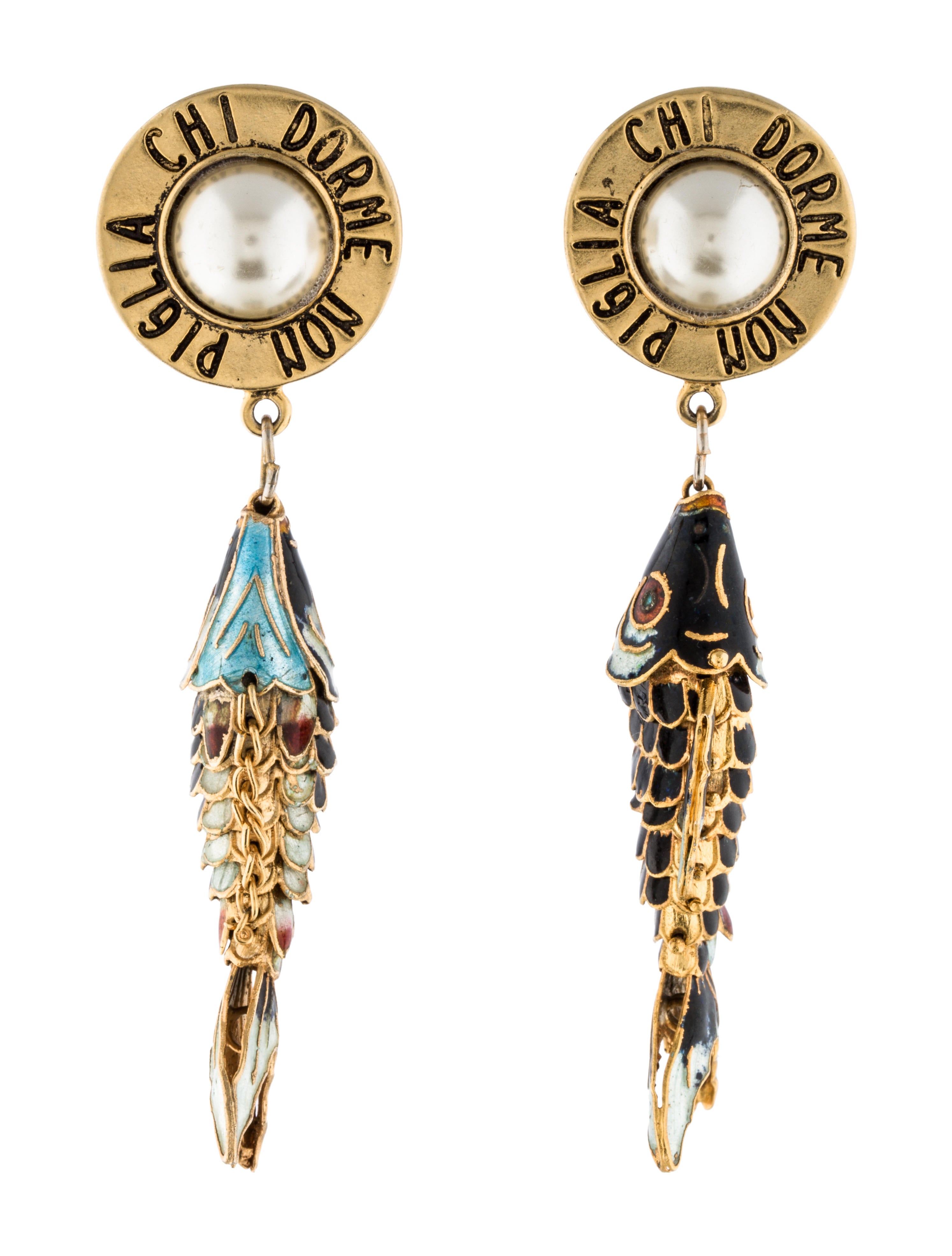 【関税込み】Moschino ゴールド Archive  ピアス Moschino Vintage Golden Brass Oversized Peace Sign Dangle